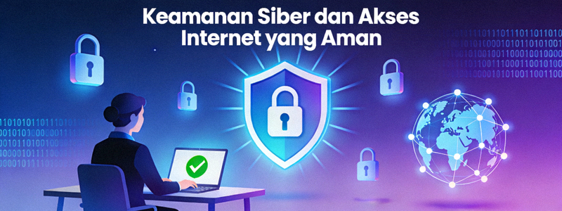Ilustrasi konsep keamanan siber dan akses internet yang aman